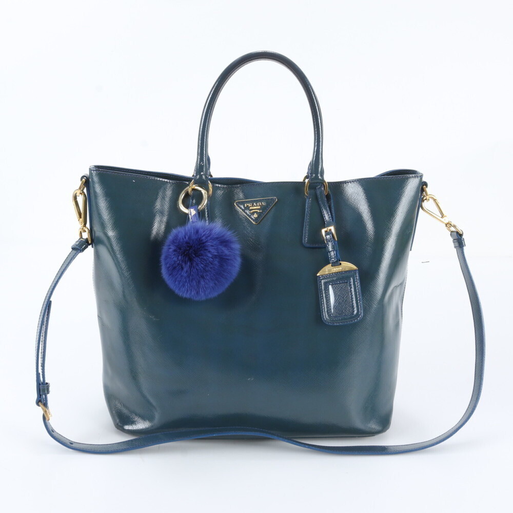 Prada Saffiano Leather Triangle Logo 2-Way Shoulder Bag/Tote Bag for Women